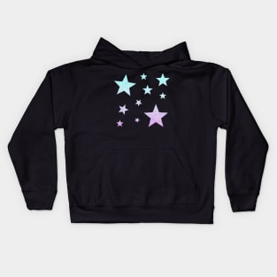 Light Blue Purple Ombre Faux Glitter Stars Kids Hoodie